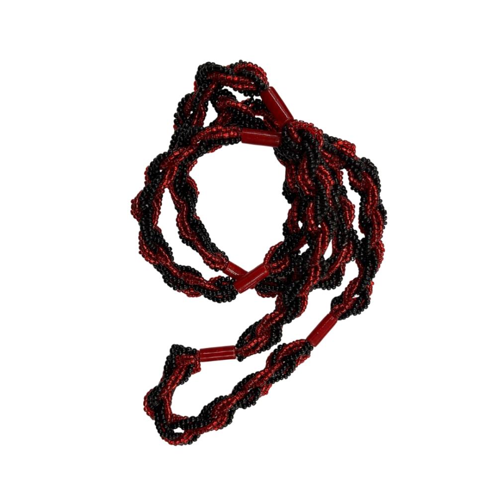 Guia - Braja Trançado preto e vermelho