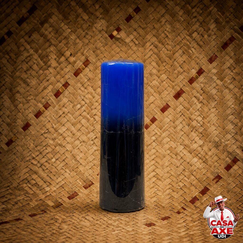 Vela de 7 dias - Bicolor azul e preta | Casa do Axé Udi