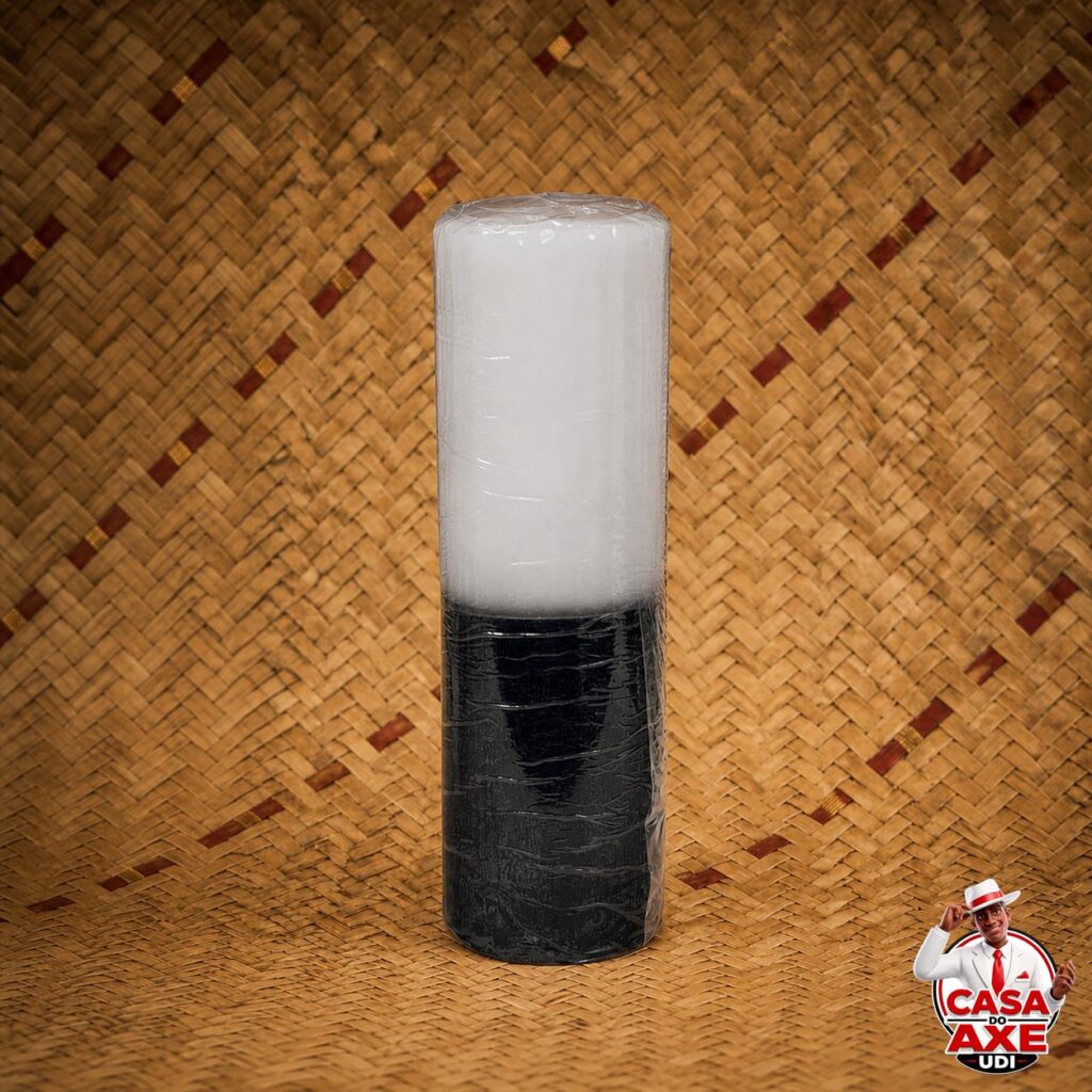 Vela de 7 dias - Bicolor branca e preta | Casa do Axé Udi