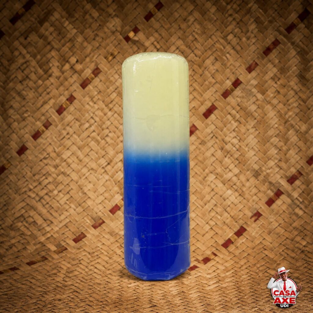 Vela de 7 dias - Bicolor branca e azul | Casa do Axé Udi