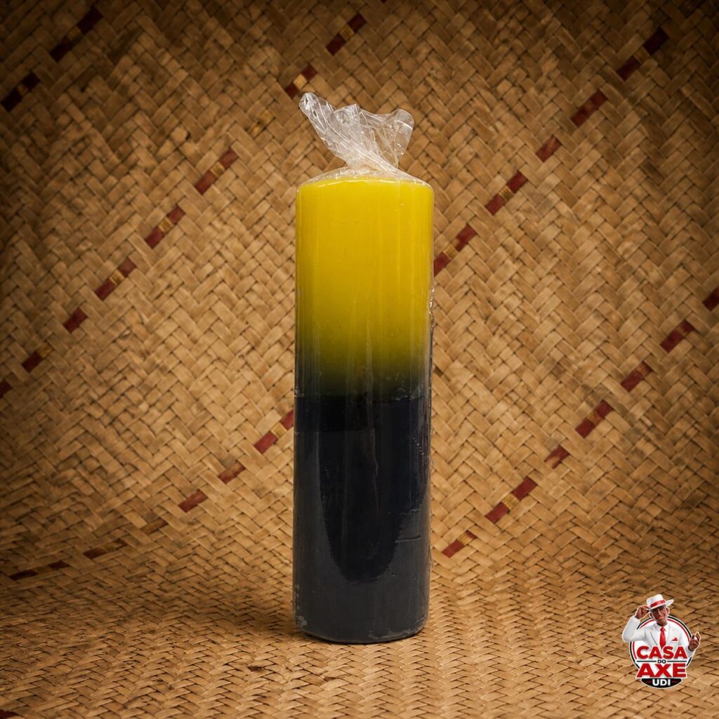 Vela de 7 dias - Bicolor amarela e preta | Casa do Axé Udi