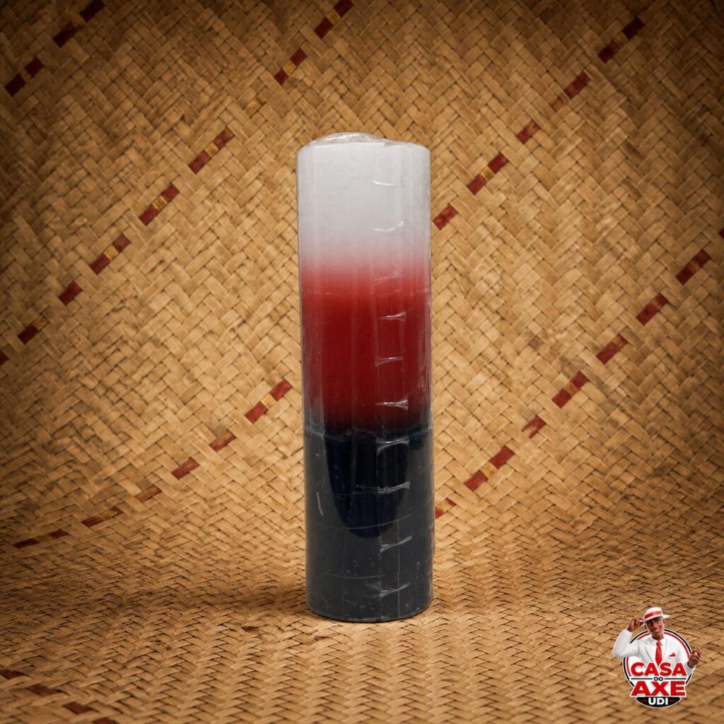 Vela de 7 dias - Tricolor branca, vermelha e preta | Casa do Axé Udi