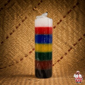 Vela de 7 dias - Multicolor branca, vermelha, azul, amarela, verde, marrom e preta | Casa do Axé Udi