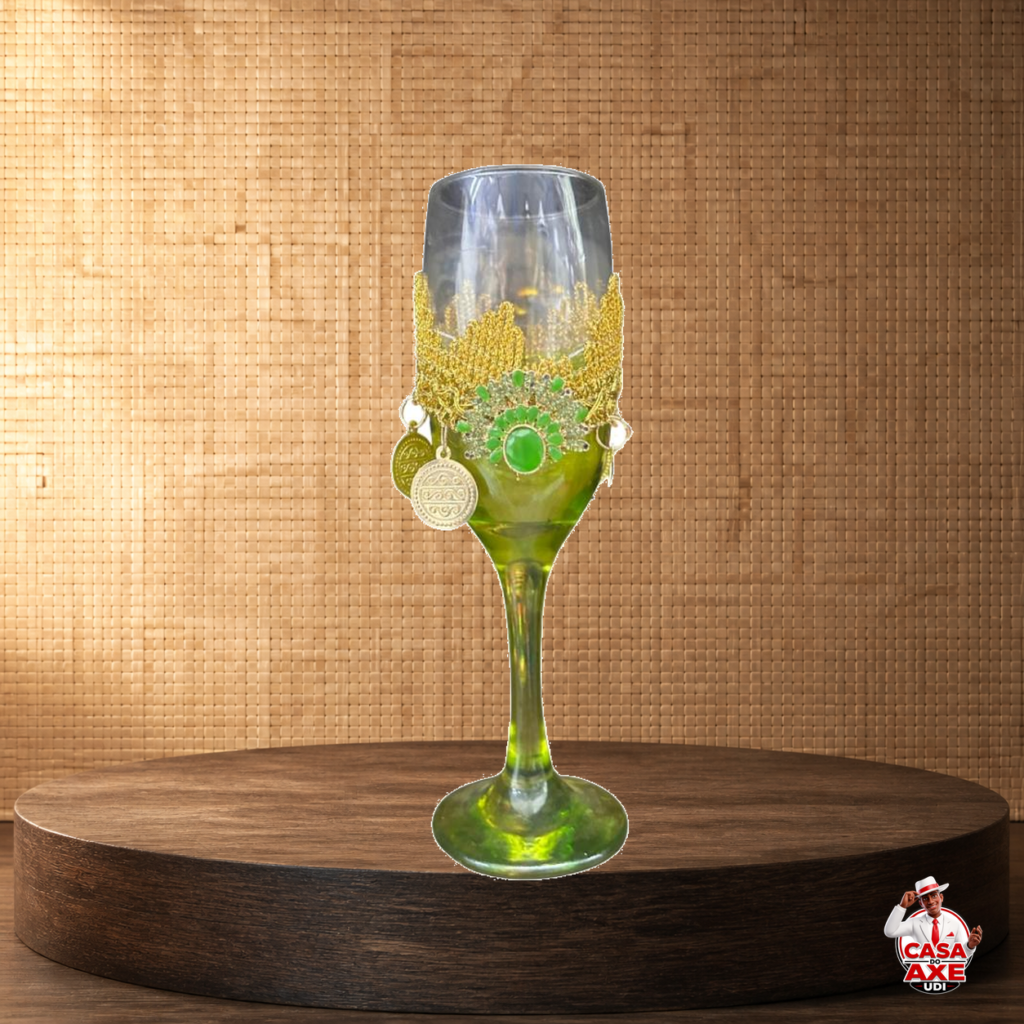 Taça - Verde e amarelo decorada luxo | Casa do Axé Udi