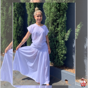 Conjunto Lesie Branco Feminino Bata e Saia - Tamanho P/M/G/GG/XG | Casa do Axé Udi