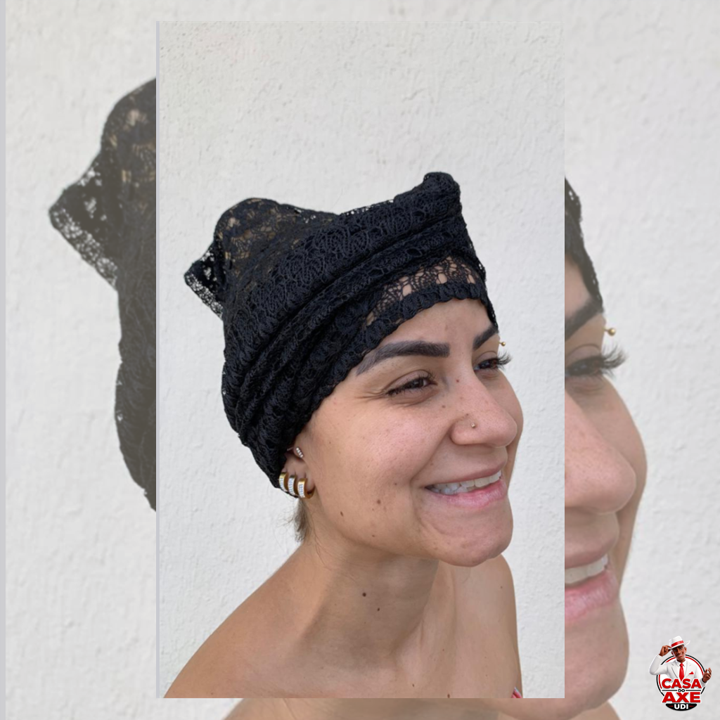 Pano de Cabeça - Renda Preta | Casa do Axé Udi