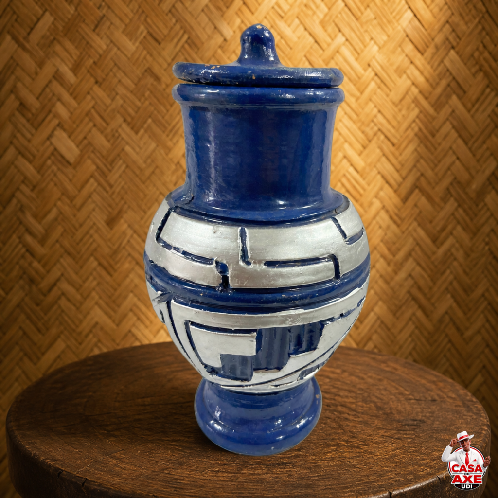 Quartinha - Marajoara Azul Media 18cm NUMERO 2 | Casa do Axé Udi