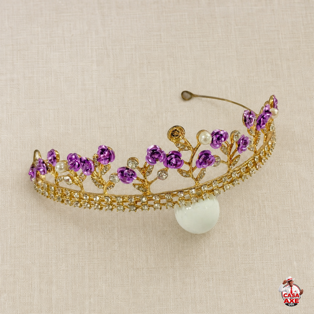 Tiara - Dourada Rosas Roxas | Casa do Axé Udi