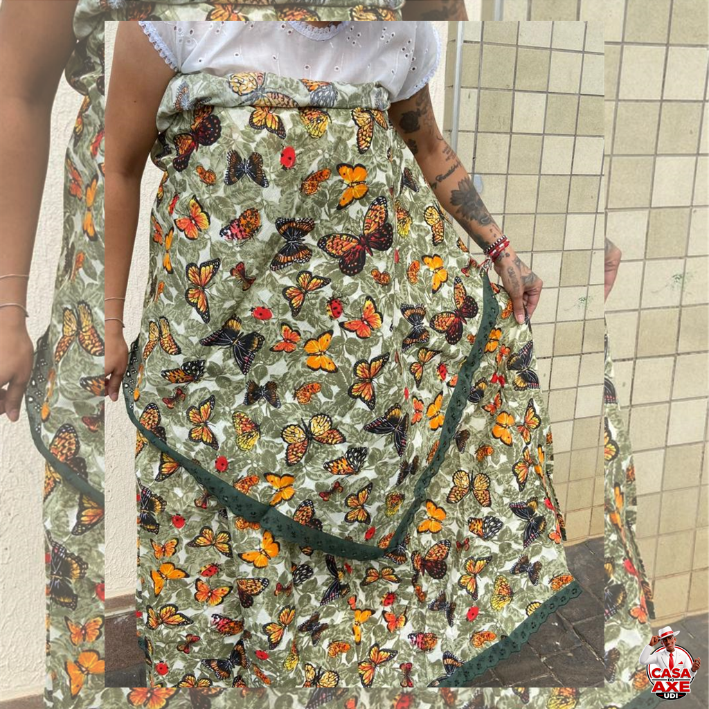 Conjunto Feminino - Baiana 3 peças Estampa Borboletas | Casa do Axé Udi