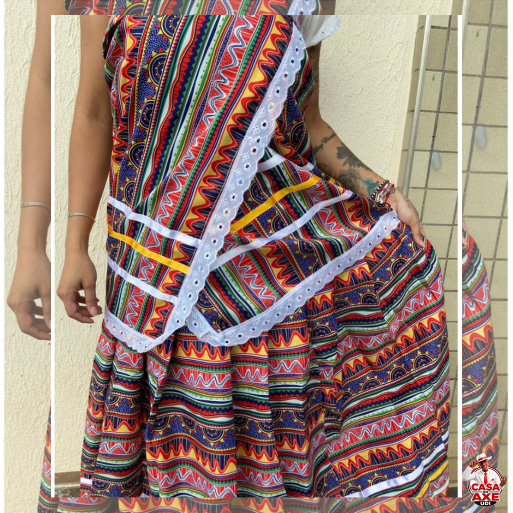 Conjunto Feminino - Baiana 3 peças Estampa Colorida | Casa do Axé Udi
