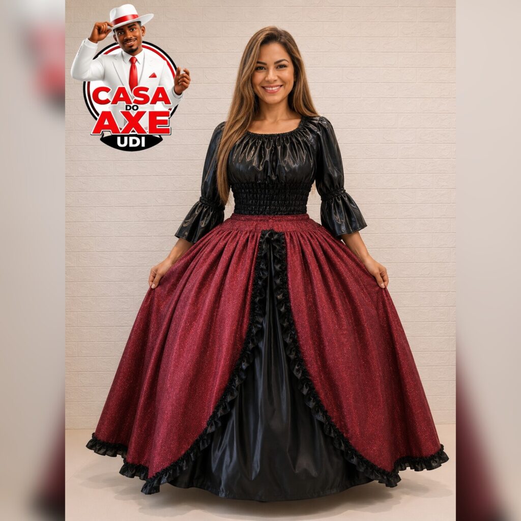 Conjunto de Baiana - Preto e Vinho | Casa do Axe Udi