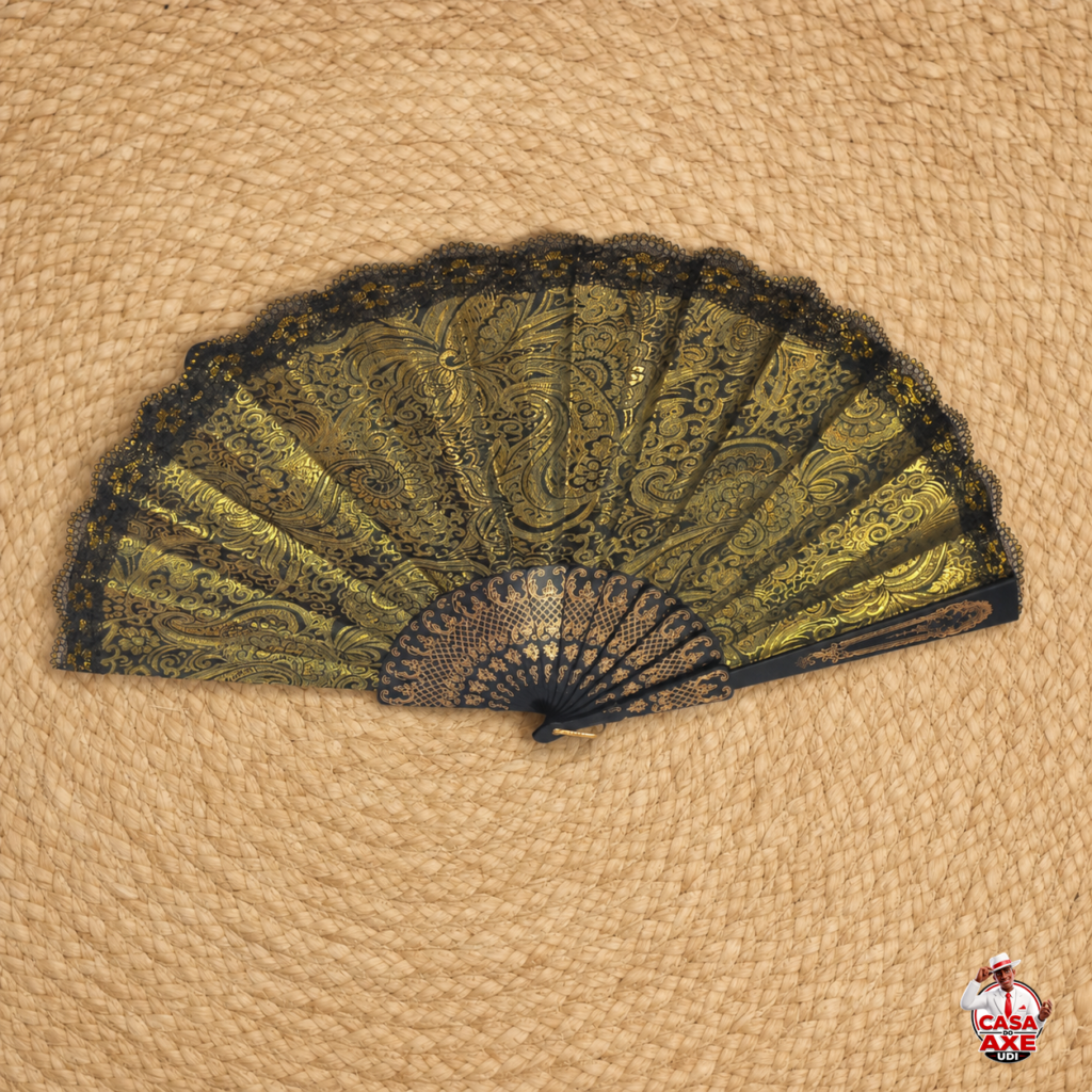 Leque de Renda Dourado | Casa do Axe Udi