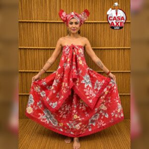 Saia Rodada - Floral Vermelha | Casa do Axe Udi