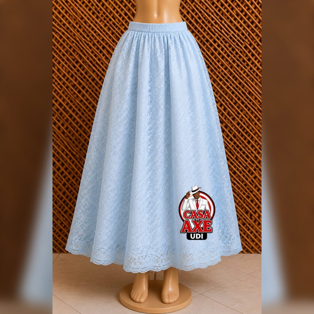 Saia Rodada - Azul Clara de Renda | Casa do Axe Udi