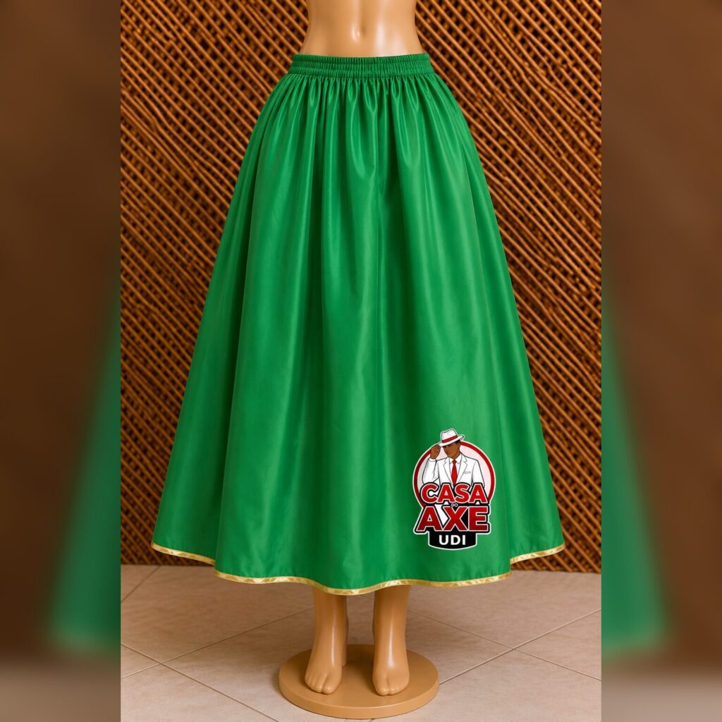Saia Rodada - Verde com Detalhe Dourado | Casa do Axe Udi