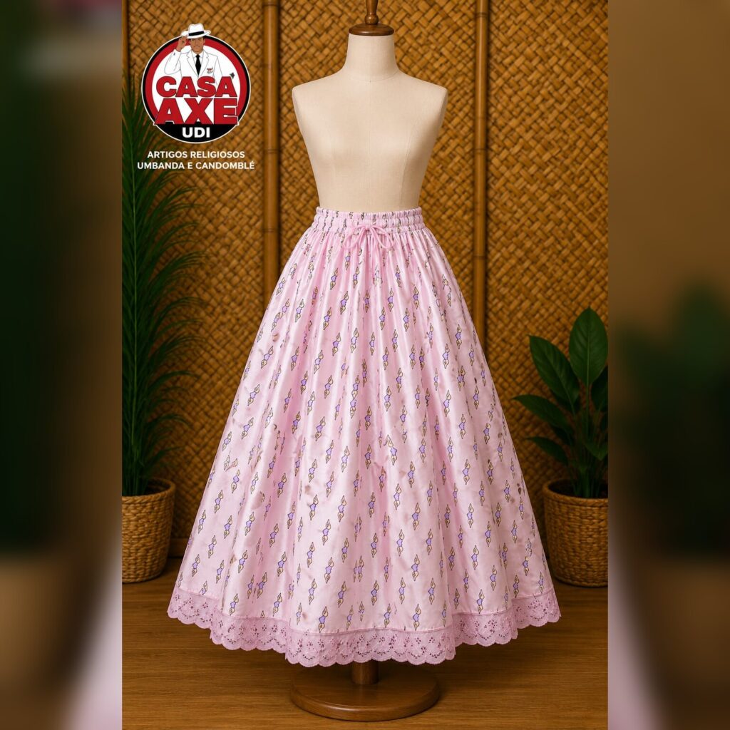 Saia Rodada - Rosa Claro de Renda | Casa do Axe Udi