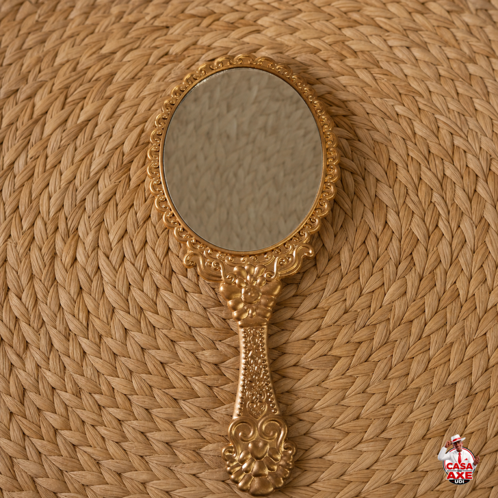 Abebé (Espelho) Dourado - Modelo 2 | Casa do Axe Udi