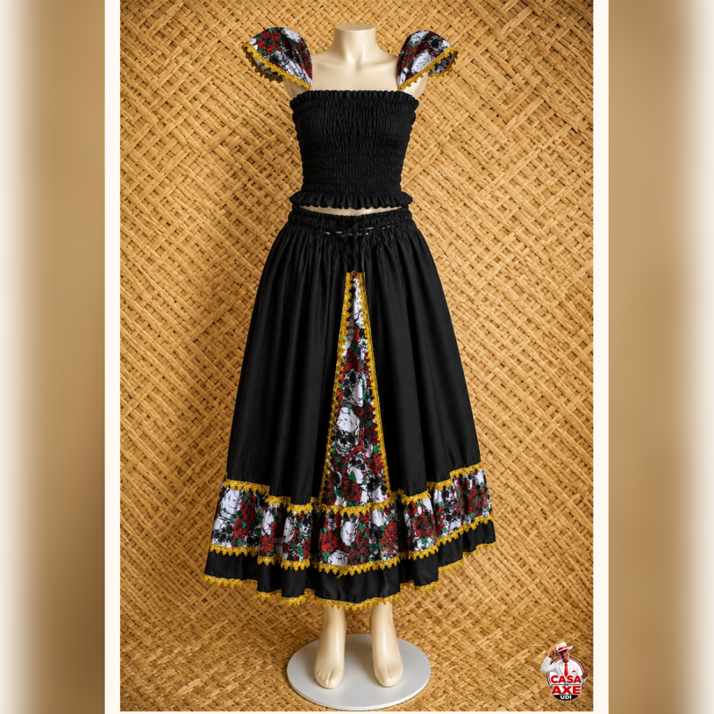 Conjunto Caveira Floral Preto e Vermelho | Casa do Axe Udi