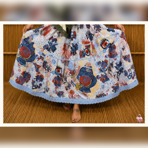 Saia Estampada Azul e Vermelha | Casa do Axe Udi