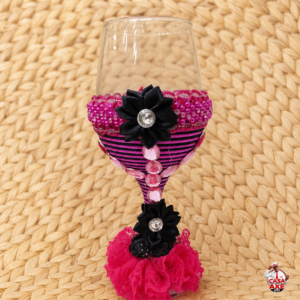 Taça Decorada Rosa e Preta | Casa do Axe Udi