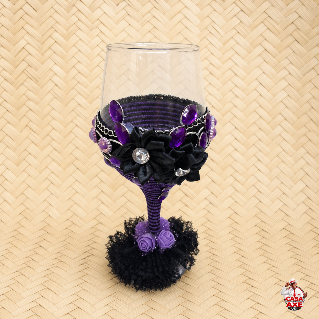 Taça Decorada Roxa e Preta | Casa do Axe Udi