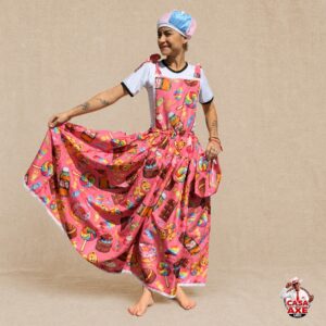Vestido de Erê Rosa Estampado de Doces | Casa do Axe Udi