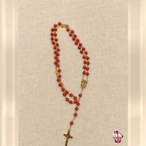 Terço Vermelho com Crucifixo Dourado - Modelo 002 | Casa do Axe Udi