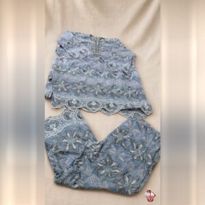 Conjunto de Renda Cinza Floral 2 peças | Casa do Axe Udi