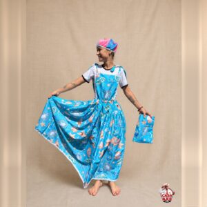 Vestido de Erê Azul Estampado | Casa do Axe Udi