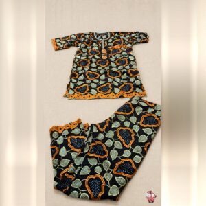 Conjunto Estampado Preto e Laranja 2 peças | Casa do Axe Udi