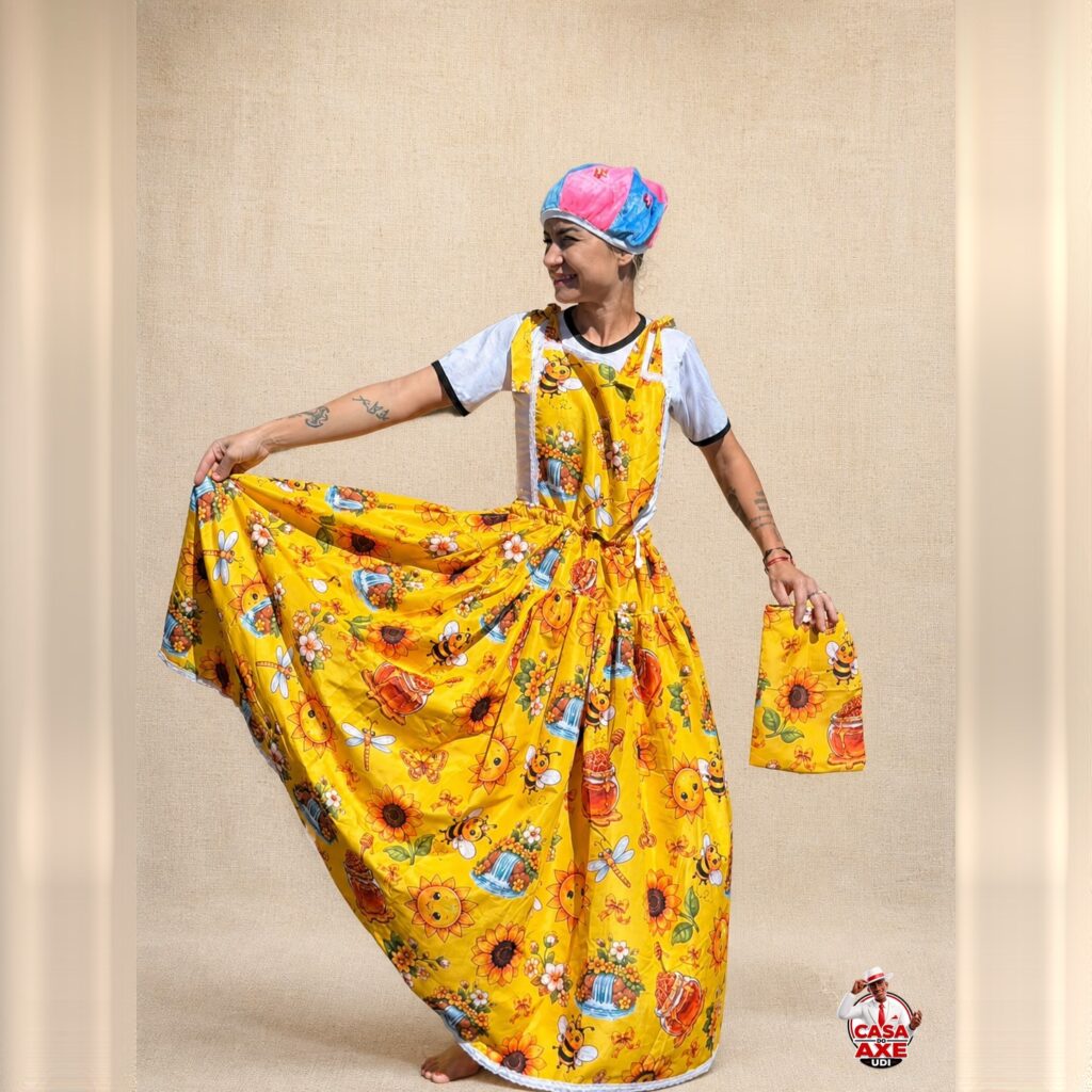 Vestido de Erê Amarelo Estampado | Casa do Axe Udi