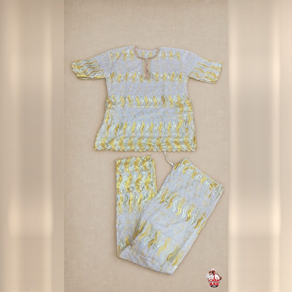 Conjunto Estampado Branco e Amarelo 2 peças | Casa do Axe Udi