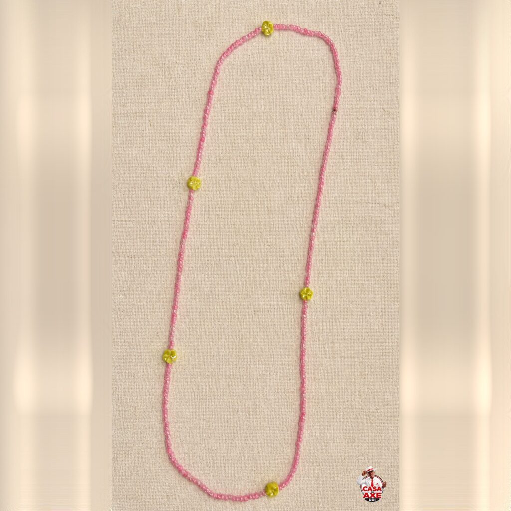 Guia de Miçanga Rosa com Amarelo | Casa do Axe Udi