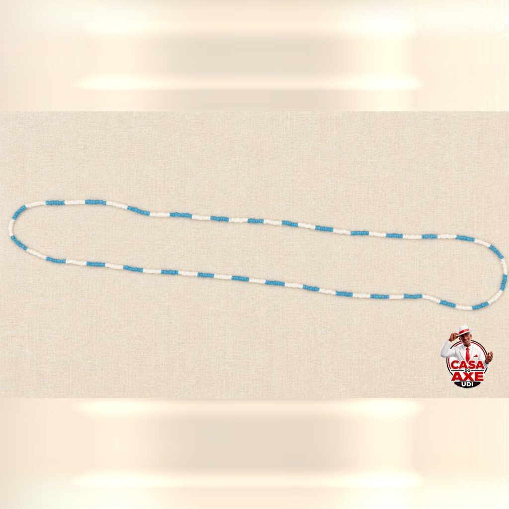 Guia de Miçanga Azul Clara e Branca Fina | Casa do Axe Udi