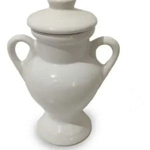 Quartinha branca 10 cm com tampa - com  asa - ceramica branca