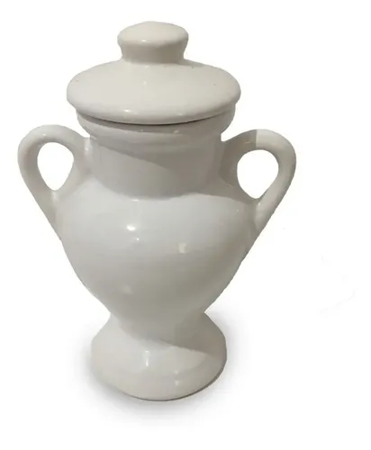 Quartinha branca 10 cm com tampa - com  asa - ceramica branca