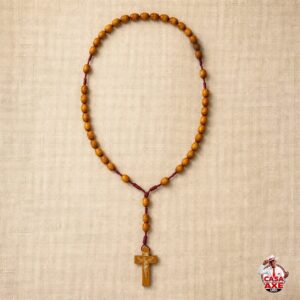 Terço de Madeira Mel com Crucifixo | Casa do Axe Udi