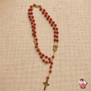 Terço Vermelho com Crucifixo Dourado | Casa do Axe Udi