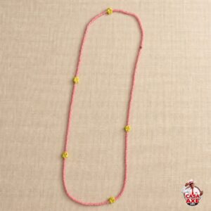 Guia de Miçanga Rosa com Flores Amarelas | Casa do Axe Udi