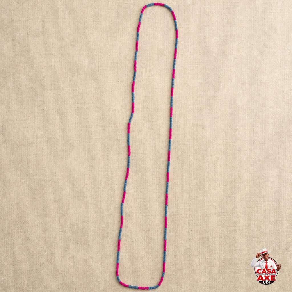 Guia de Miçanga Rosa e Azul Turquesa | Casa do Axe Udi