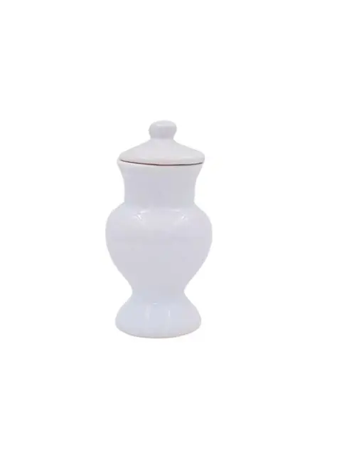 Quartinha branca 10 cm com tampa - sem asa - ceramica branca