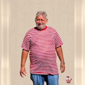 Camiseta Masculina Listrada Vermelha e Branca | Casa do Axe Udi