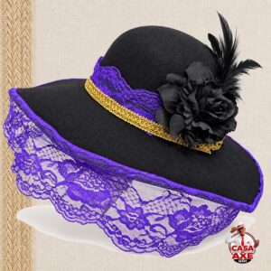 Chapéu de Pomba Gira Preto com Renda Roxa | Casa do Axe Udi