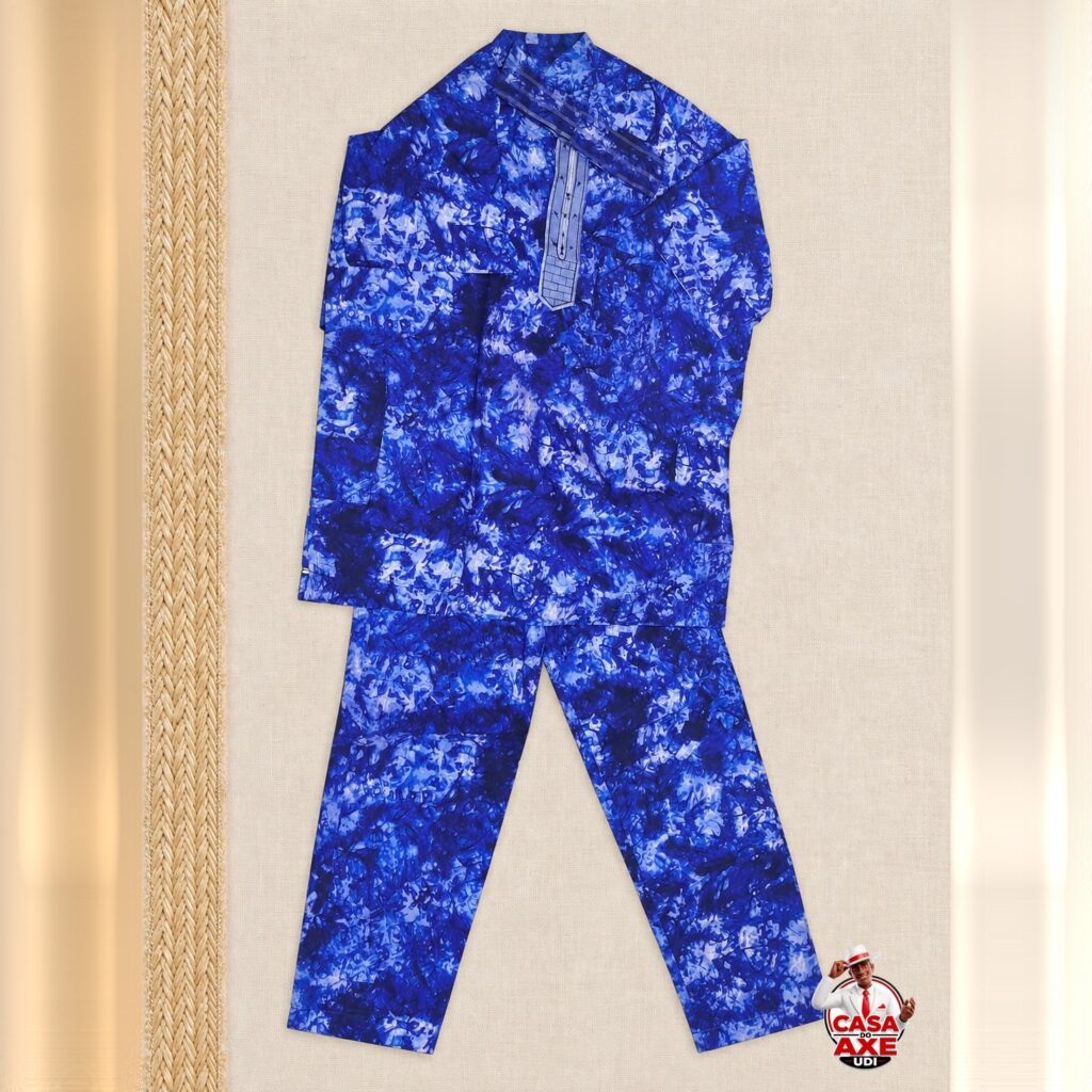 Conjunto Africano Azul Tie-Dye - Bata e Calça | Casa do Axe Udi