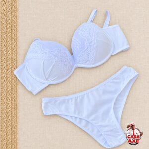 Conjunto de Lingerie Branco - Sutiã e Calcinha | Casa do Axe Udi