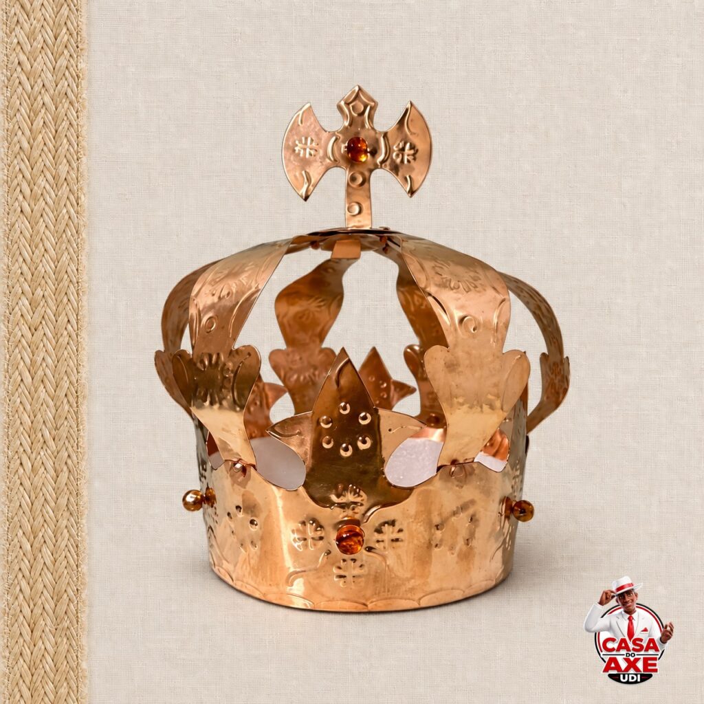 Coroa de Metal Cobre com Machado - Xangô | Casa do Axe Udi