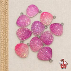 Pingente Concha Glitter Rosa - Erê | Casa do Axe Udi