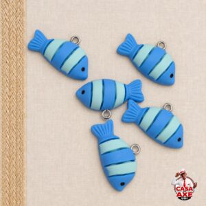 Pingente Peixinho Listrado Azul - Erê | Casa do Axe Udi