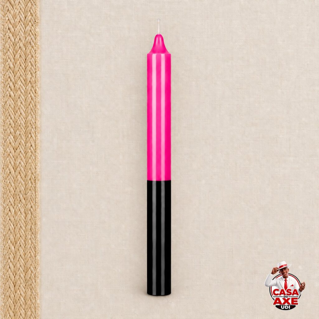 Vela Palito Rosa e Preta 16cm - Unidade | Casa do Axe Udi