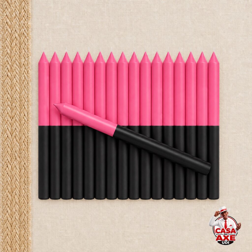 Vela Palito Bicolor - Rosa/Preto | Casa do Axe Udi